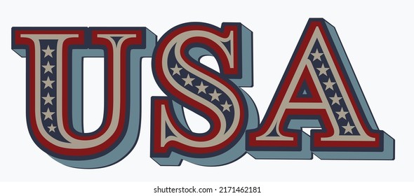 Word USA with American flag under it