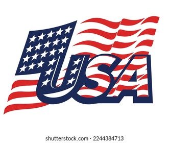 Word USA with American flag under it