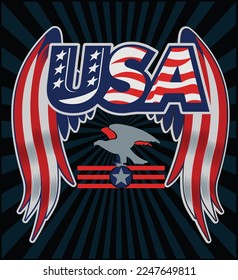 Word USA with American flag under it