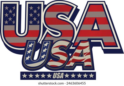 Word USA with American flag under it