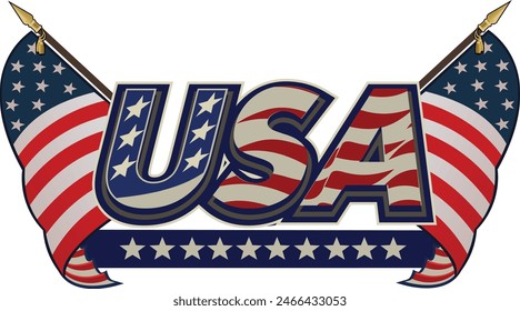 Word USA with American flag under it