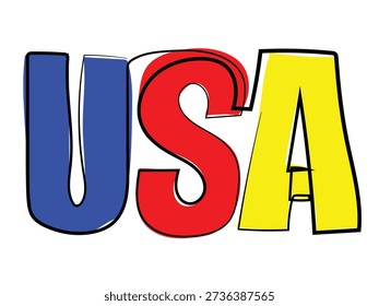 La palabra "USA" en un dibujo lineal continuo.