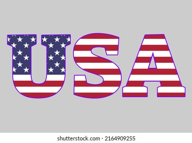 word usa with united states flag