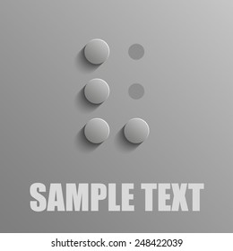 Word V in Braille on blue background