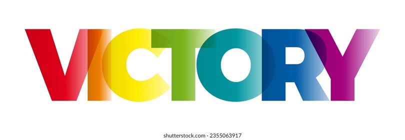 The word Victory. Vector banner with the text colored rainbow.