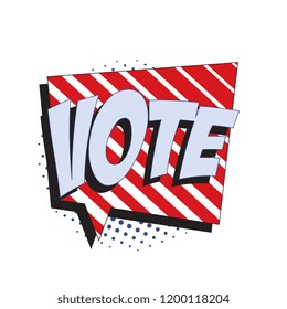word vote in retro comic speech bubble with halftone dotted shadow on white background. vintage design concept for banners and posters. easy to edit and customize vector illustration
