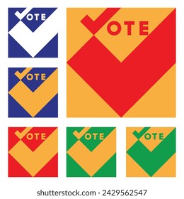 The word vote with a tick.
A symbolic sign suggesting certain selective, elective actions.