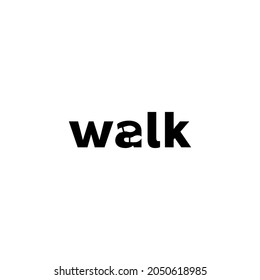 the word "walk" accented with footprints in the letter a