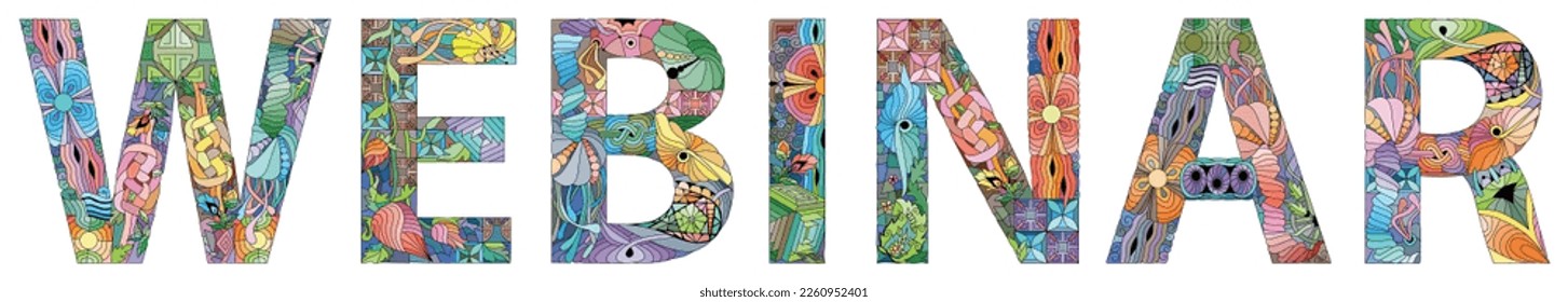 Word WEBINAR. Vector decorative zentangle object for any purpose