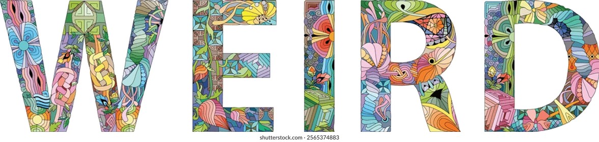 Word WEIRD. Vector decorative zentangle object for any purpose