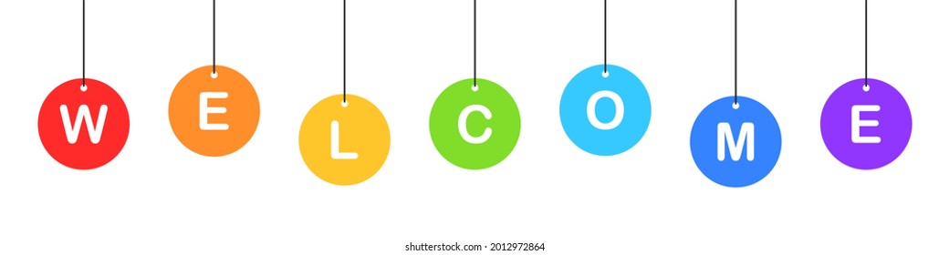Word "Welcome" in rainbow colors isolated on white background. Vector illustration
