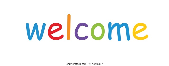 Das Wort Willkommen. Vektorbanner mit farbigem Regenbogen.