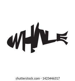 Word WHALE wrap into the shape of WHALE, Vector Style Design