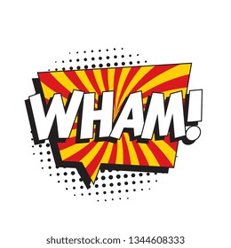 word 'wham!' in vintage comic speech bubble with halftone dotted shadow on white background. retro vector pop art illustration easy to edit and customize. eps 10