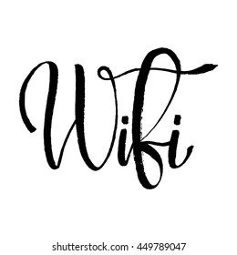 word wifi. lettering background. Ink illustration. Modern brush calligraphy. Isolated on white background. Hand drawn lettering element for your design.