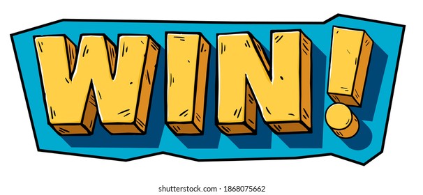 Word "Win" Cartoon Style Sticker
