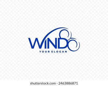 Word wind with abstract wind lines vector logo design
