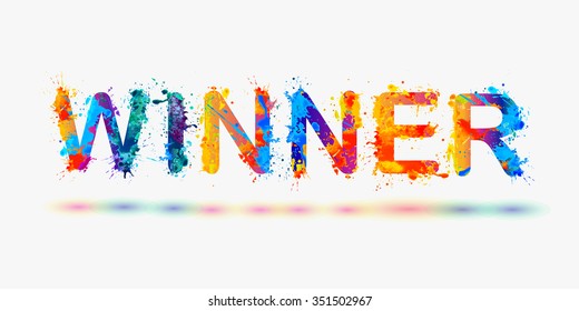 Word "Winner". Rainbow splash paint