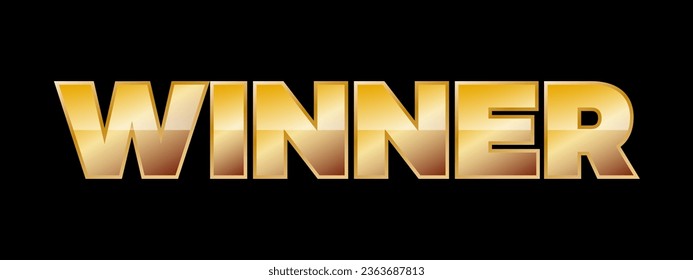 La palabra Ganadora. Banner o cabecera vectorial con texto dorado