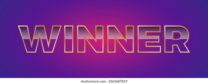 The word Winner. Vector banner or header with golden text