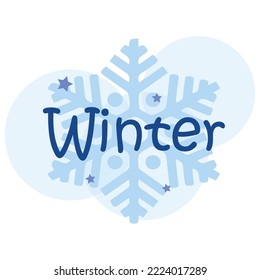 Word WINTER mit Schneeflocke auf weißem Hintergrund