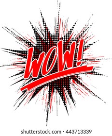 the word "WOW!" in front of a black dotted star