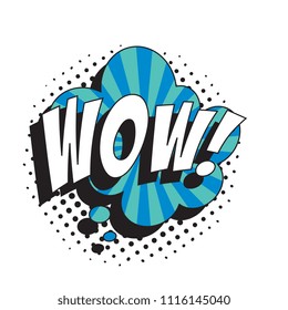 word wow! in retro comic speech bubble with halftone dotted shadow