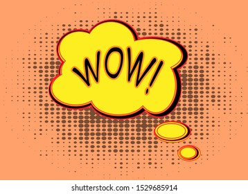 Word wow in retro comic speech bubble 