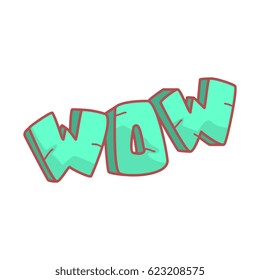 Word Wow written in cartoon style, colorful illustration