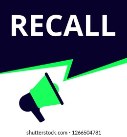 Word writing text Recall. Vector illustration