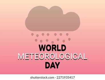 Word writing text World Meteorological Day. Business concept for Worldwide weather forecast and meteorology Cloud with Rain Rain Rain Drops Halftone Blank Color Text Space. Vector illustration