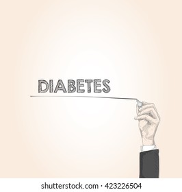 word written by hand DIABETES