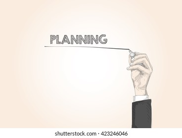 word written by hand PLANNING
 