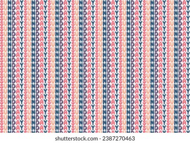 The word “Sunday” is written in a playful, bubble-like font with colors pink, orange, and purple can be used for wrapping paper or background design. Vector