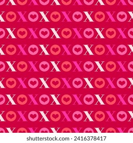 Word "XOXO" typography seamless pattern background design for valentine’s day.