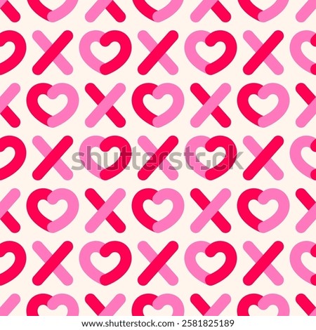 Word "XOXO" typography seamless pattern background design for valentine’s day.
