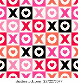 Word "XOXO" typography with square seamless pattern background design for valentine’s day.