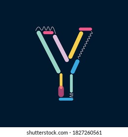 Word Y Modern abstract shapes and lines colorful vector alphabet