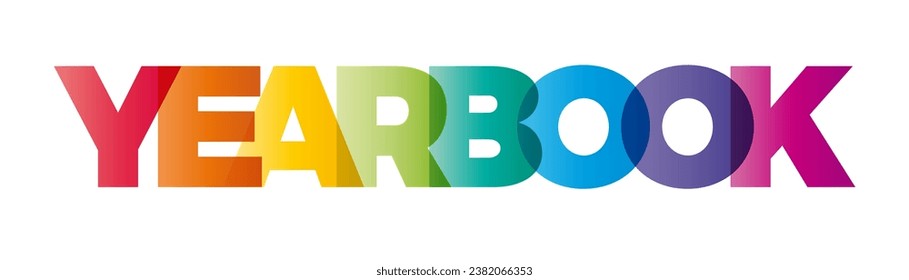 The word Yearbook. Vector banner with the text colored rainbow.