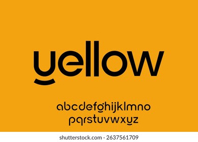 word of yellow. modern minimalist clean alphabet font. lowercase bold and  round typography vector illustration design