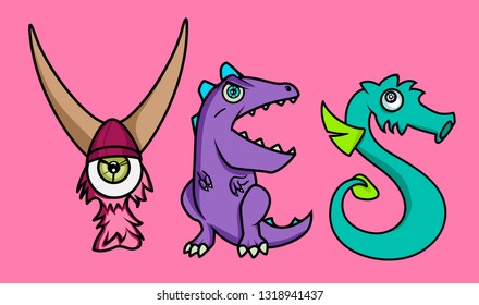 Word "Yes" stilyzed monster letters. Template for banner, poster,  greeting card, photo overlay or t-shirt design