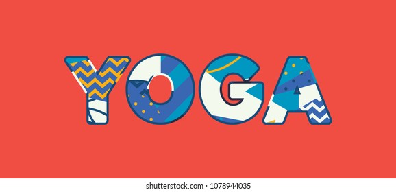 The word YOGA concept written in colorful abstract typography. Vector EPS 10 available.