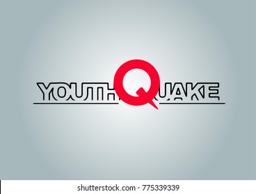 Word youthquake on blue background. Concept of cultural, political or social change arising from the actions or influence of young people
