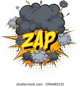 Word Zap en ilustración de fondo de explosión en nube cómica