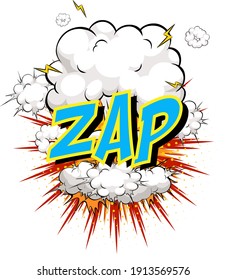 Word Zap on comic cloud explosion background illustration