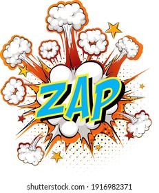 Word Zap on comic cloud explosion background illustration