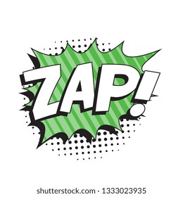 word 'zap' in vintage comic speech bubble with halftone dotted shadow on white background. retro vector pop art illustration easy to edit and customize. eps 10