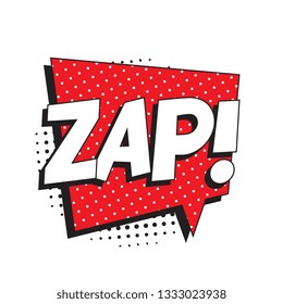 word 'zap' in vintage comic speech bubble with halftone dotted shadow on white background. retro vector pop art illustration easy to edit and customize. eps 10