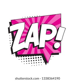 word 'zap' in vintage comic speech bubble with halftone dotted shadow on white background. retro vector pop art illustration easy to edit and customize. eps 10