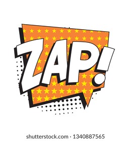 word 'zap' in vintage comic speech bubble with halftone dotted shadow on white background. retro vector pop art illustration easy to edit and customize. eps 10